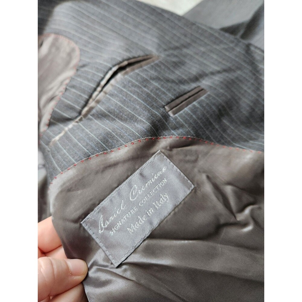 Daniel Cremieux 100% Wool Sport Coat Blazer Gray Pinstripe Italy Made 46R GUC - Picture 8 of 14